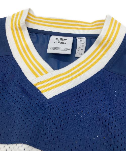 adidas（アディダス）adidas (アディダス) ゲームシャツ ネイビー×ホワイト サイズ:XLの古着・服飾アイテム
