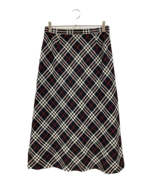 Burberry's（バーバリー）Burberry's (バーバリー) チェックスカート ブラック×ホワイト サイズ:46の古着・服飾アイテム