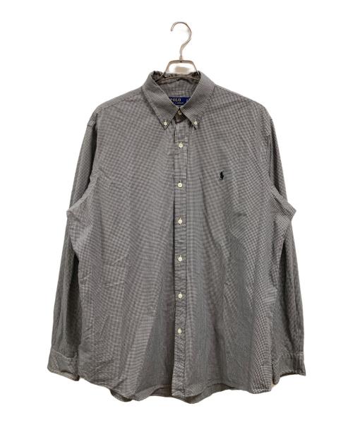 POLO RALPH LAUREN（ポロ・ラルフローレン）POLO RALPH LAUREN (ポロ・ラルフローレン) ボタンダウンシャツ ブラック×ホワイト サイズ:XLの古着・服飾アイテム