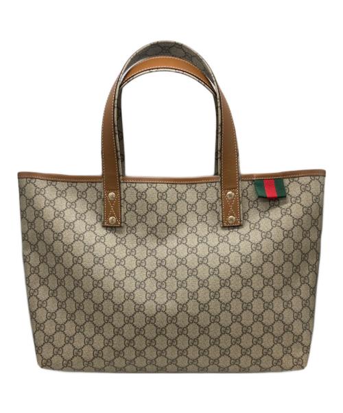 GUCCI（グッチ）GUCCI (グッチ) シェリーラインPVCトートバッグ ベージュ×ブラウンの古着・服飾アイテム