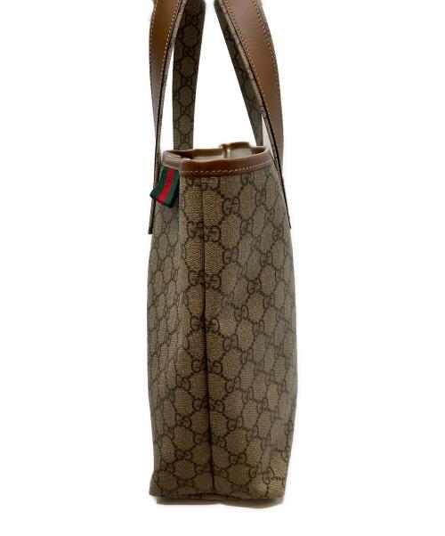 GUCCI（グッチ）GUCCI (グッチ) シェリーラインPVCトートバッグ ベージュ×ブラウンの古着・服飾アイテム