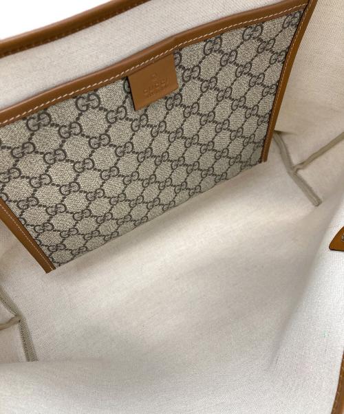 GUCCI（グッチ）GUCCI (グッチ) シェリーラインPVCトートバッグ ベージュ×ブラウンの古着・服飾アイテム