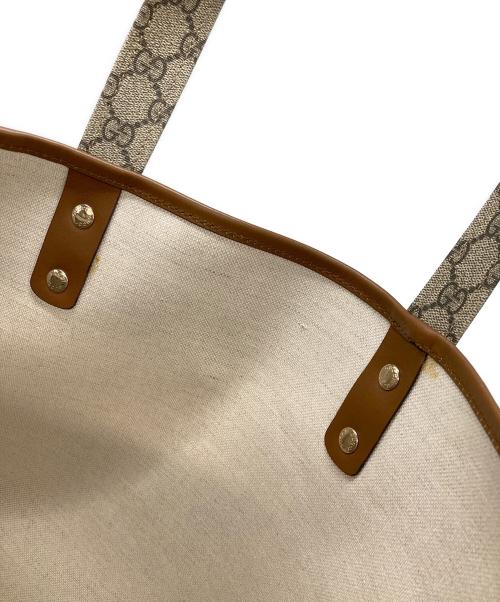 GUCCI（グッチ）GUCCI (グッチ) シェリーラインPVCトートバッグ ベージュ×ブラウンの古着・服飾アイテム