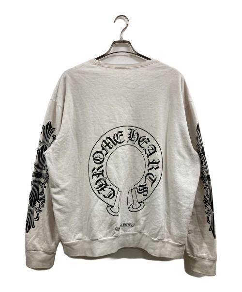 CHROME HEARTS（クロムハーツ）CHROME HEARTS (クロムハーツ) ホースシュークルーネックスウェットシャツ ホワイト サイズ:Ｍの古着・服飾アイテム