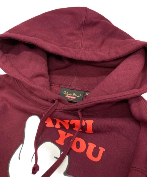 UNDERCOVER（アンダーカバー）UNDERCOVER (アンダーカバー) Supreme (シュプリーム) Anti You Hooded Sweatshirt バーガンディー サイズ:Mの古着・服飾アイテム