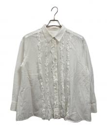 Spick and Span（スピック＆スパン）の古着「コットンシルクフロントフリルブラウス」｜ホワイト