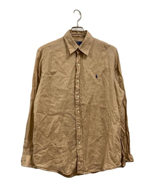 POLO RALPH LAUREN（ポロ・ラルフローレン）POLO RALPH LAUREN (ポロ・ラルフローレン) ボタンダウンリネンシャツ ブラウン サイズ:Mの古着・服飾アイテム
