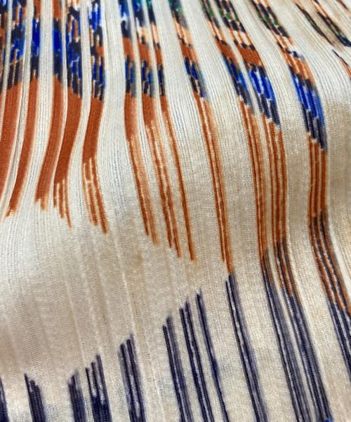 PLEATS PLEASE（プリーツプリーズ）PLEATS PLEASE (プリーツプリーズ) プリーツノースリーブカットソー オレンジ×ブルー サイズ:4の古着・服飾アイテム