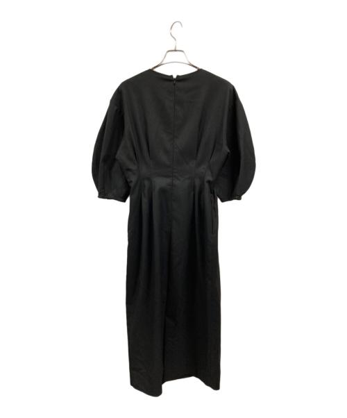 VERMEIL par iena（ヴェルメイユ パー イエナ）VERMEIL par iena (ヴェルメイユ パー イエナ) P/Ryツイルウエストシェイプ パフスリーブワンピース ブラック サイズ:38の古着・服飾アイテム