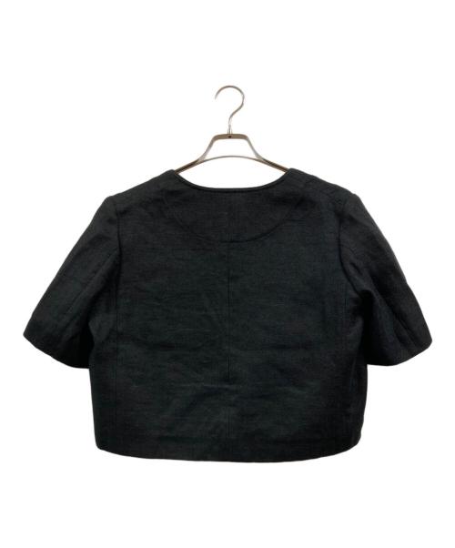 SHIPS（シップス）SHIPS (シップス) MANTECOリネン混半袖ショートジャケット ブラック サイズ:36の古着・服飾アイテム