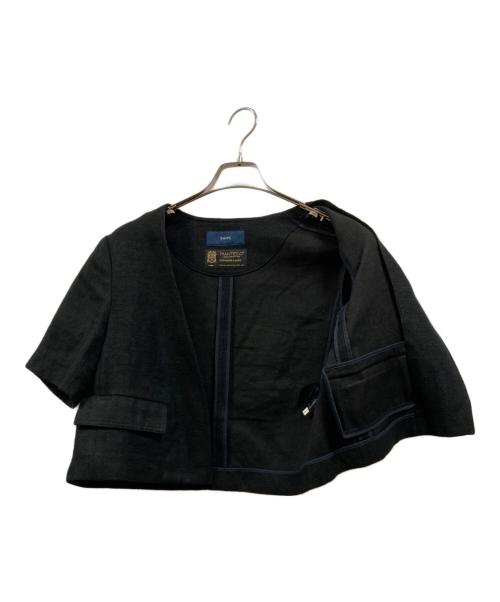 SHIPS（シップス）SHIPS (シップス) MANTECOリネン混半袖ショートジャケット ブラック サイズ:36の古着・服飾アイテム