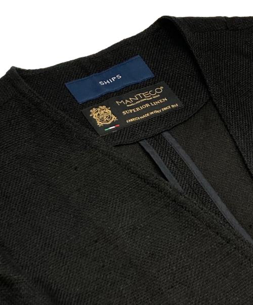 SHIPS（シップス）SHIPS (シップス) MANTECOリネン混半袖ショートジャケット ブラック サイズ:36の古着・服飾アイテム