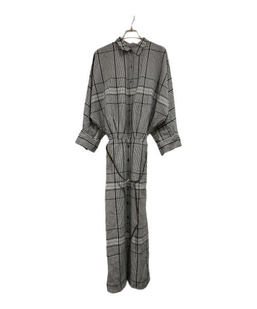 Plage（プラージュ）Plage (プラージュ) Linen semi flareワンピース ホワイト×ブラック サイズ:36の古着・服飾アイテム