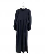 VERMEIL par ienaヴェルメイユ パー イエナ）の古着「アセテートバックサテンジョーゼットワンピース」｜ネイビー