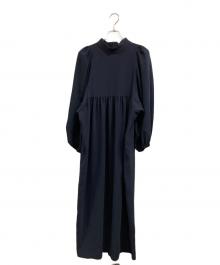 VERMEIL par iena（ヴェルメイユ パー イエナ）の古着「アセテートバックサテンジョーゼットワンピース」｜ネイビー