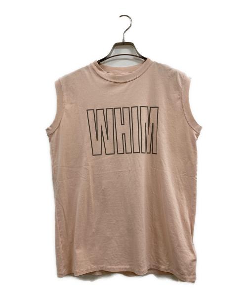 Whim Gazette（ウィムガゼット）Whim Gazette (ウィムガゼット) ノースリーブロゴTシャツ ピンク サイズ:FREEの古着・服飾アイテム