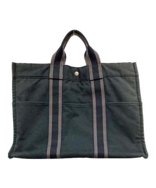HERMES（エルメス）HERMES (エルメス) キャンバスバッグ ブラックの古着・服飾アイテム