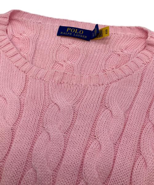 POLO RALPH LAUREN（ポロ・ラルフローレン）POLO RALPH LAUREN (ポロ・ラルフローレン) ケーブルニット ピンク サイズ:Ⅼの古着・服飾アイテム