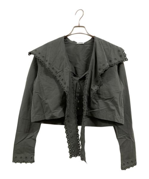 Gemini（ジェミニ）Gemini (ジェミニ) スカラップブラウス チャコールグレー サイズ:FREEの古着・服飾アイテム