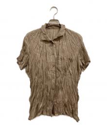PLEATS PLEASE（プリーツプリーズ）の古着「シワ加工プリーツブラウス」｜ベージュ