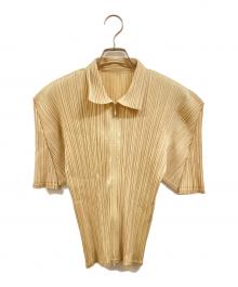 PLEATS PLEASE（プリーツプリーズ）の古着「ジップアッププリーツブラウス」｜ベージュ