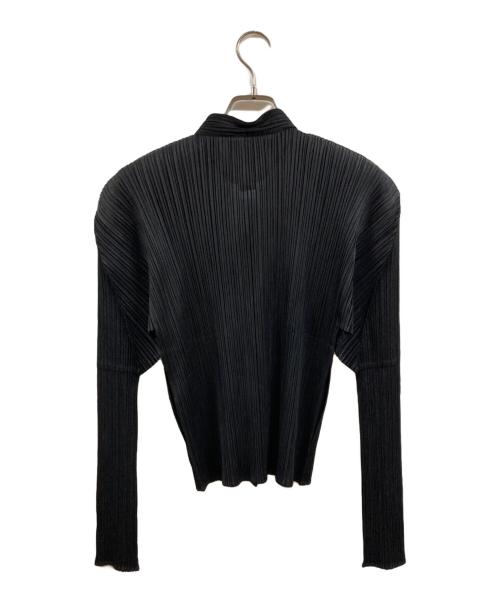 PLEATS PLEASE（プリーツプリーズ）PLEATS PLEASE (プリーツプリーズ) 変形チャイナボタンプリーツブラウス ブラック サイズ:4の古着・服飾アイテム