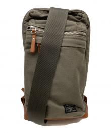 PORTER（ポーター）の古着「スリングショルダーバッグ」｜カーキ×ブラウン