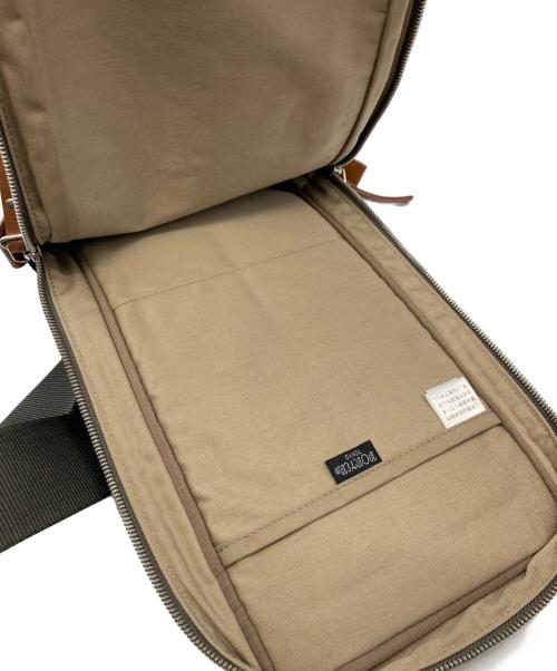 PORTER（ポーター）PORTER (ポーター) スリングショルダーバッグ カーキ×ブラウンの古着・服飾アイテム