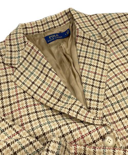 POLO RALPH LAUREN（ポロ・ラルフローレン）POLO RALPH LAUREN (ポロ・ラルフローレン) エルボーパッチテーラードジャケット ベージュ サイズ:6の古着・服飾アイテム