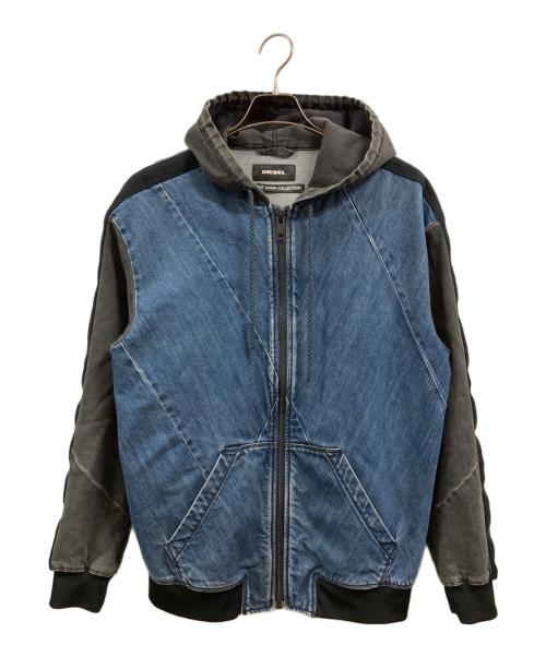 DIESEL（ディーゼル）DIESEL (ディーゼル) バイアスカットデニムコレクション ジップパーカー インディゴ サイズ:Ｍの古着・服飾アイテム