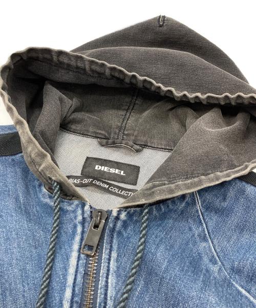 DIESEL（ディーゼル）DIESEL (ディーゼル) バイアスカットデニムコレクション ジップパーカー インディゴ サイズ:Ｍの古着・服飾アイテム