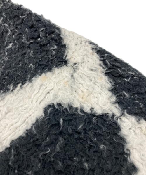 CELINE（セリーヌ）CELINE (セリーヌ) ハーリキンチェック サーフスタイル ボクシー ニット ブラック×ホワイト サイズ:Mの古着・服飾アイテム