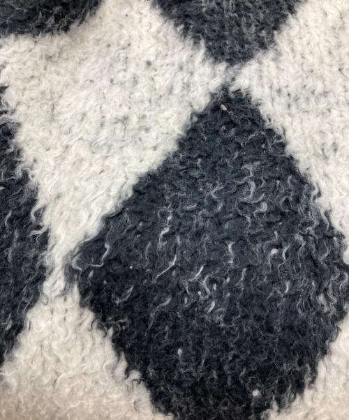 CELINE（セリーヌ）CELINE (セリーヌ) ハーリキンチェック サーフスタイル ボクシー ニット ブラック×ホワイト サイズ:Mの古着・服飾アイテム