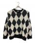 CELINE（セリーヌ）の古着「ハーリキンチェック サーフスタイル ボクシー ニット」｜ブラック×ホワイト