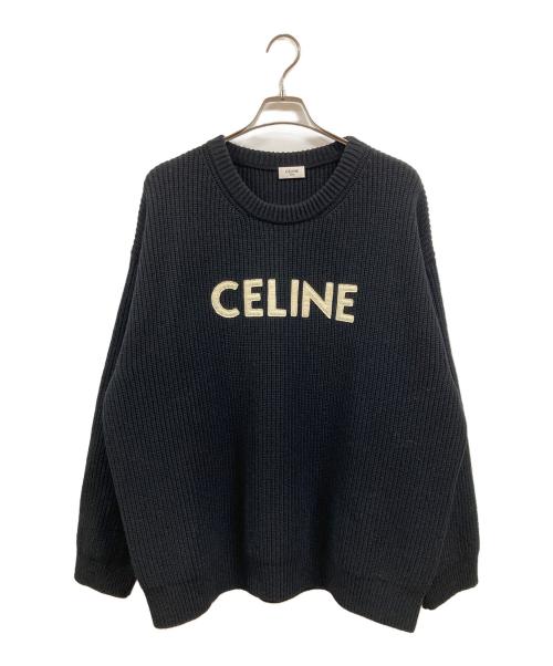 CELINE（セリーヌ）CELINE (セリーヌ) クルーネックロゴニット ブラック サイズ:Ｌの古着・服飾アイテム