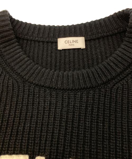 CELINE（セリーヌ）CELINE (セリーヌ) クルーネックロゴニット ブラック サイズ:Ｌの古着・服飾アイテム
