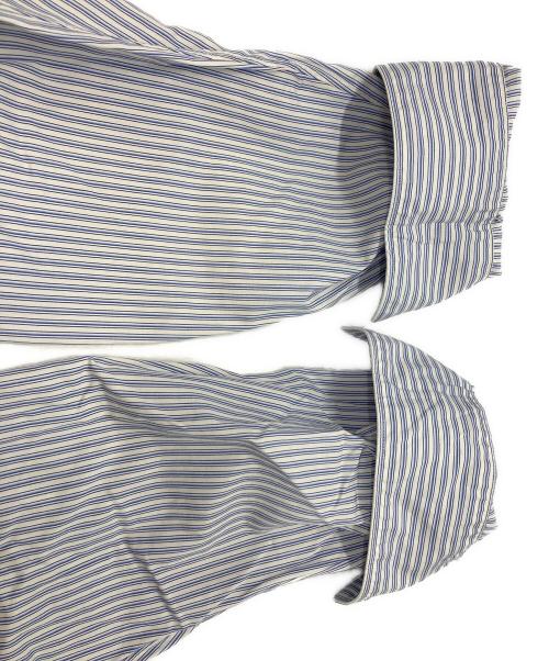 COMME des GARCONS（コムデギャルソン）COMME des GARCONS (コムデギャルソン) ノーカラーパッチワークストライプシャツ ブルー サイズ:XSの古着・服飾アイテム
