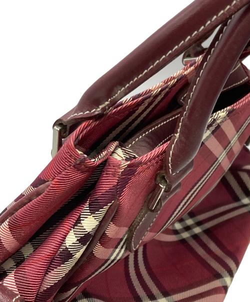 BURBERRY BLUE LABEL（バーバリー ブルー レーベル）BURBERRY BLUE LABEL (バーバリー ブルー レーベル) ノバチェックハンドバッグ レッドの古着・服飾アイテム