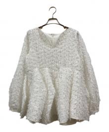 CADUNE（カデュネ）の古着「ジャガードペプラムブラウス」｜ホワイト