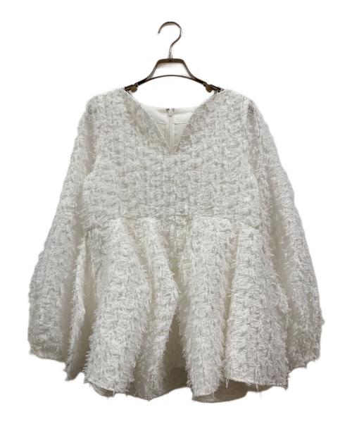 CADUNE（カデュネ）CADUNE (カデュネ) ジャガードペプラムブラウス ホワイト サイズ:Sの古着・服飾アイテム