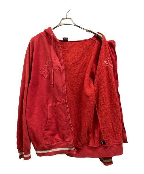 stussy（ステューシー）stussy (ステューシー) アーチロゴジップパーカー レッド サイズ:Ⅼの古着・服飾アイテム