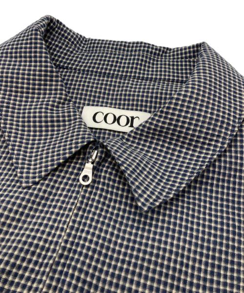 coor（クアー）COOR (クアー) Micro Check Shirt Zip-Up ブルー サイズ:XLの古着・服飾アイテム