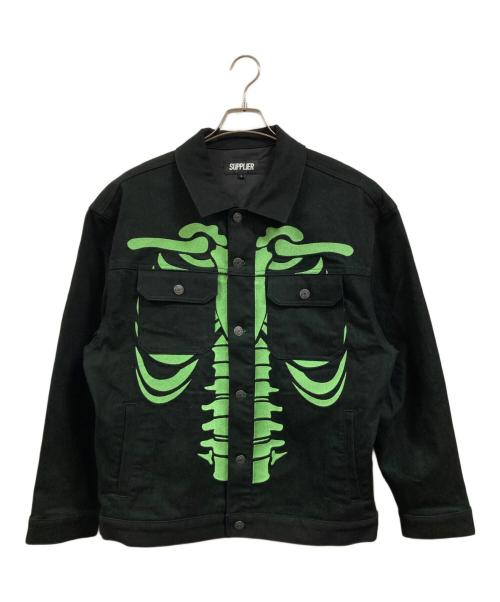 SUPPLIER（サプライヤー）SUPPLIER (サプライヤー) デニムジャケット グリーン×ブラック サイズ:Ⅼの古着・服飾アイテム