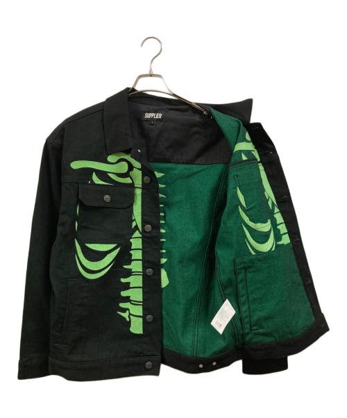 SUPPLIER（サプライヤー）SUPPLIER (サプライヤー) デニムジャケット グリーン×ブラック サイズ:Ⅼの古着・服飾アイテム