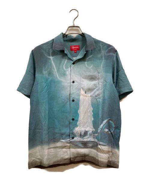 SUPREME（シュプリーム）Supreme (シュプリーム) キャンドル柄オープンカラーレーヨンシャツ ブルー サイズ:Sの古着・服飾アイテム
