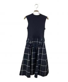BLUE LABEL CRESTBRIDGE（ブルーレーベルクレストブリッジ）の古着「ニットドッキングワンピース」｜ネイビー
