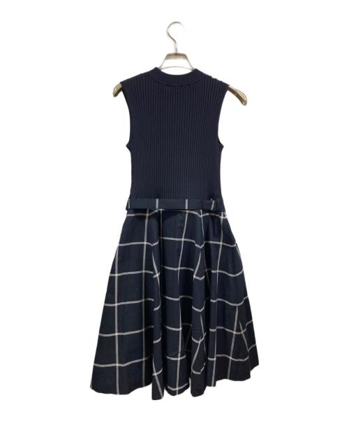 BLUE LABEL CRESTBRIDGE（ブルーレーベルクレストブリッジ）BLUE LABEL CRESTBRIDGE (ブルーレーベルクレストブリッジ) ニットドッキングワンピース ネイビー サイズ:Mの古着・服飾アイテム