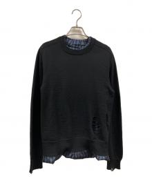 Maison Margiela（メゾンマルジェラ）の古着「ダメージ加工クルーネックニット」｜ブラック