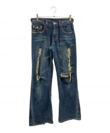 TRUE RELIGION（トゥルー レリジョン）の古着「ダメージ加工フレアデニムパンツ」｜インディゴ