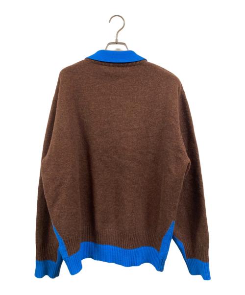 sense era（センスエラ）sense era (センスエラ) レイヤードウールニット ブラウン×ブルー サイズ:Ⅼの古着・服飾アイテム